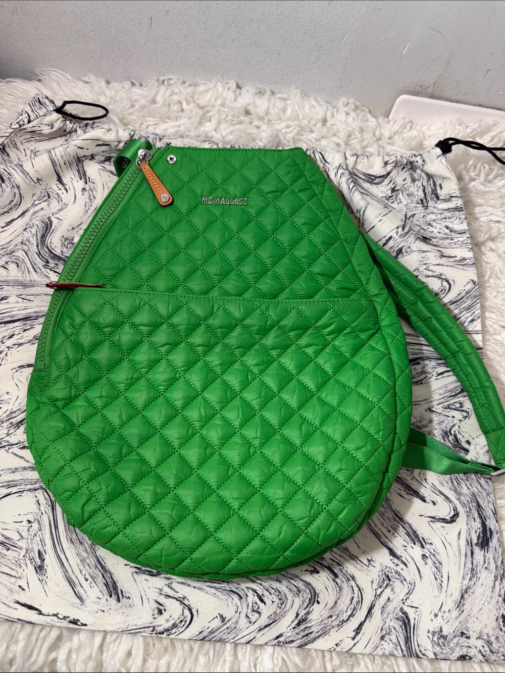 MZWallace Metro Racket Quilted Green Tennis Racket Backpack - Picture 3 of 9